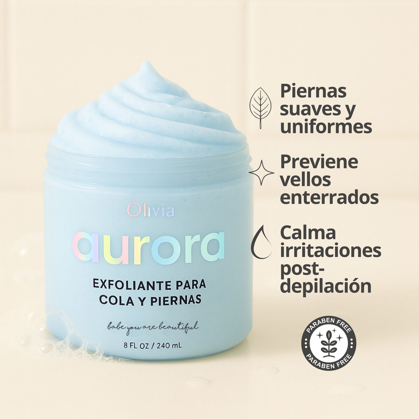 Exfoliante azul para Piernas y Cola