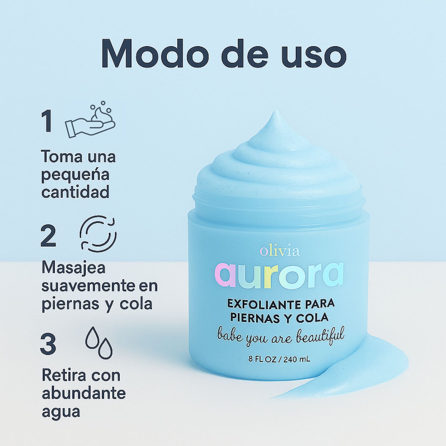 Exfoliante azul para Piernas y Cola